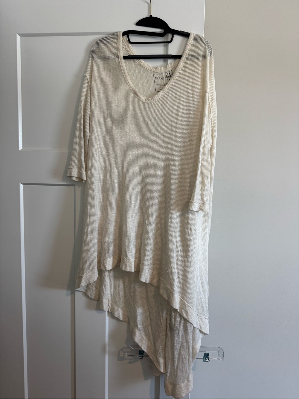 We The Free Cream Ribbed V-Neck Tunic